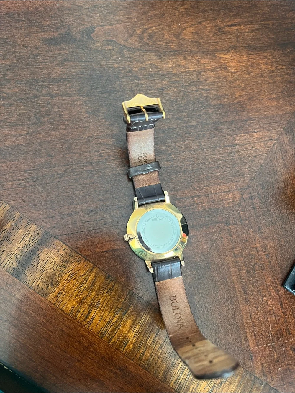 Bulova Women’s Brown Leather Strap Watch - Rose Gold Dial & 3 diamonds on face.